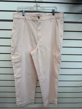 Free Assembly Pink Cargo Pants Women’s Size 16 Utility Straight Leg NWT